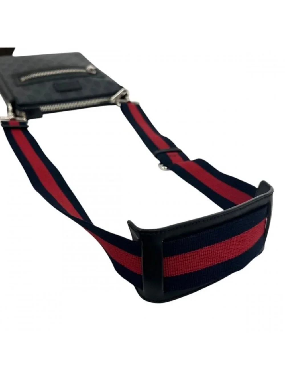 Gucci Shoulder Bag Web Stripe Crossbody GG Supreme Canvas Leather Black